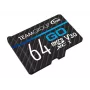 Team Group GO Card MicroSDXC 64GB UHS-I U3 Speed Class 10 V30 A1 koos SD-adapteriga - Must
