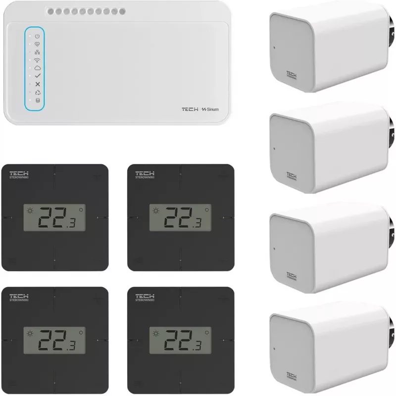 TECH 21 Wireless Multi-Zone Radiator Heating Control System Kit (L-8e Controller + STT-868 Actuators)