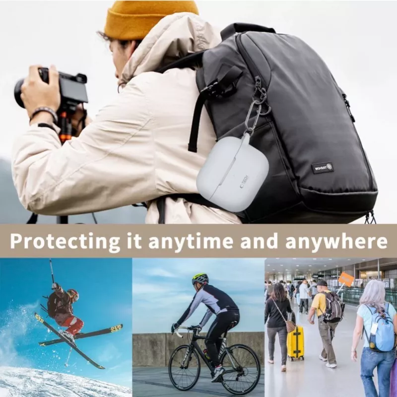 Tech-Protect Apple AirPods 3 Silikoonist Konksuga Ümbris Must