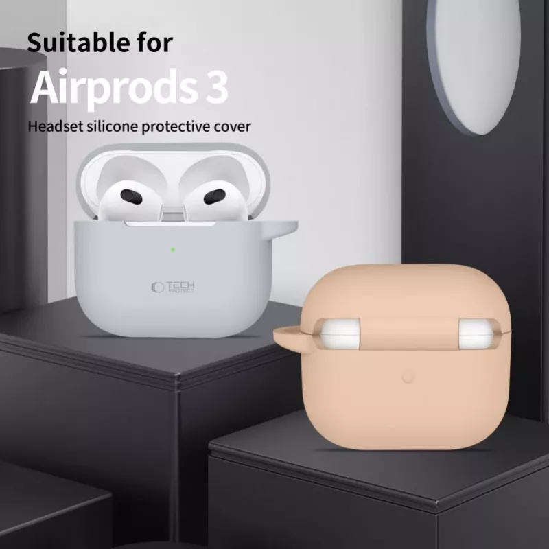 Tech-Protect Apple AirPods 3 Silikoonist Konksuga Ümbris Must