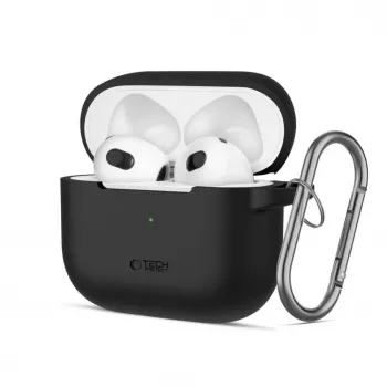 Tech-Protect Apple AirPods 3 Silikoonist Konksuga Ümbris Must