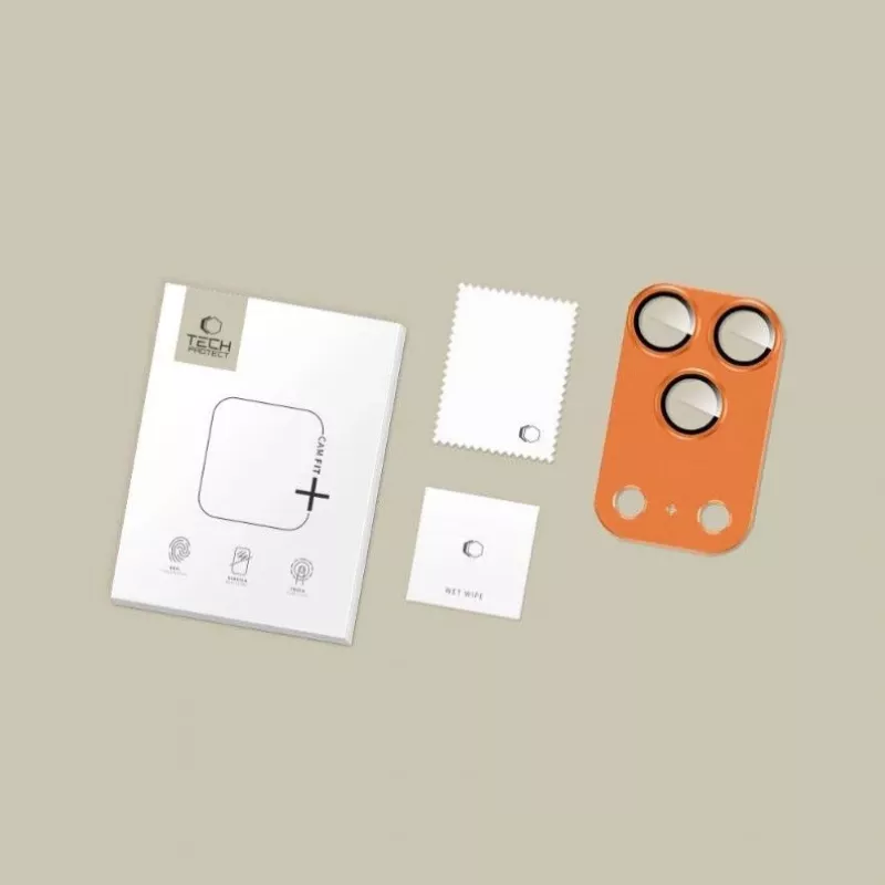 Tech-Protect CamFull Fit kaamera objektiivi kaitseklaas Apple iPhone 17 Pro jaoks, kosmiline oranž