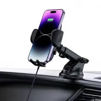 Tech-Protect CM15W-V1 Universaalne autotelefonihoidja 15W Qi-juhtmevaba laadijaga armatuurlauale ja õhutusavale - must