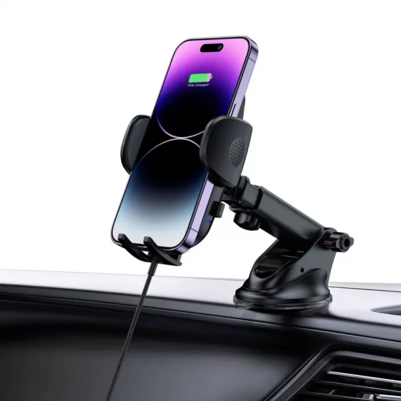 Tech-Protect CM15W-V1 Universaalne autotelefonihoidja 15W Qi-juhtmevaba laadijaga armatuurlauale ja õhutusavale - must