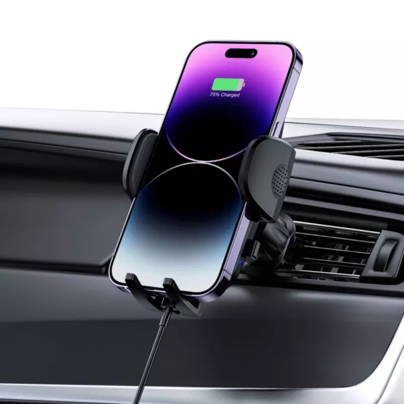 Tech-Protect CM15W-V1 Universaalne autotelefonihoidja 15W Qi-juhtmevaba laadijaga armatuurlauale ja õhutusavale - must