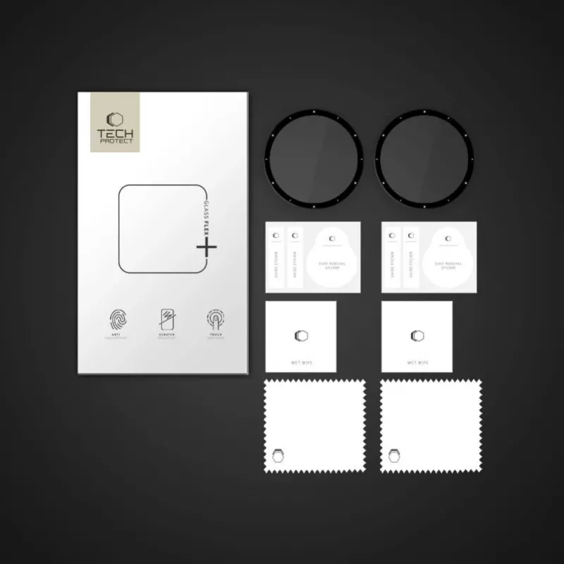 Tech-Protect Glass Flex+ hübriidklaasist ekraanikaitse Garmin Venu 3 jaoks (2-pakk, must raam)