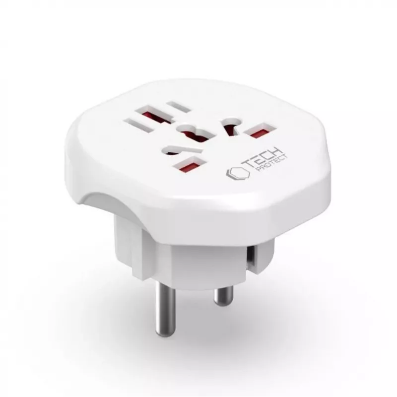 Tech-Protect Universal WL-09 Universaalne reisiadapter EU pistikuga, valge
