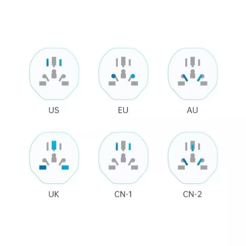 Tech-Protect Universal WL-09 Universaalne reisiadapter EU pistikuga, valge
