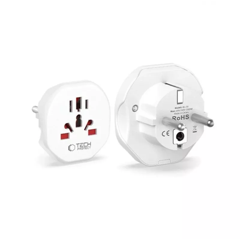 Tech-Protect Universal WL-09 Universaalne reisiadapter EU pistikuga, valge