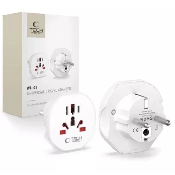 Tech-Protect Universal WL-09 Universaalne reisiadapter EU pistikuga, valge