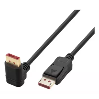 Techly DisplayPort 1.4 kaabel M/M 4K@120Hz 3m must ühepoolse nurga all ICOC-DSP-A14-030NT9