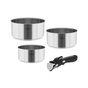TEESA COOK EXPERT SINGLE HAND Potid-pannid komplekt eemaldatava käepidemega, 7-osaline, Ø20/24 cm, mittenakkuva, induktsioon, must