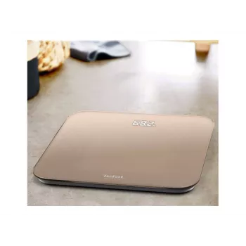 Tefal Classic PP1900V0 Electronic Personal Scale – Square Beige, 160 kg, Tempered Glass Platform, Step-on Activation