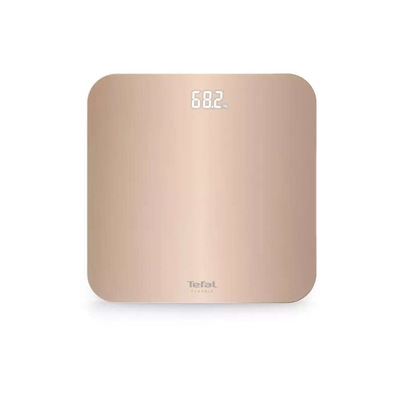 Tefal Classic PP1900V0 Electronic Personal Scale – Square Beige, 160 kg, Tempered Glass Platform, Step-on Activation