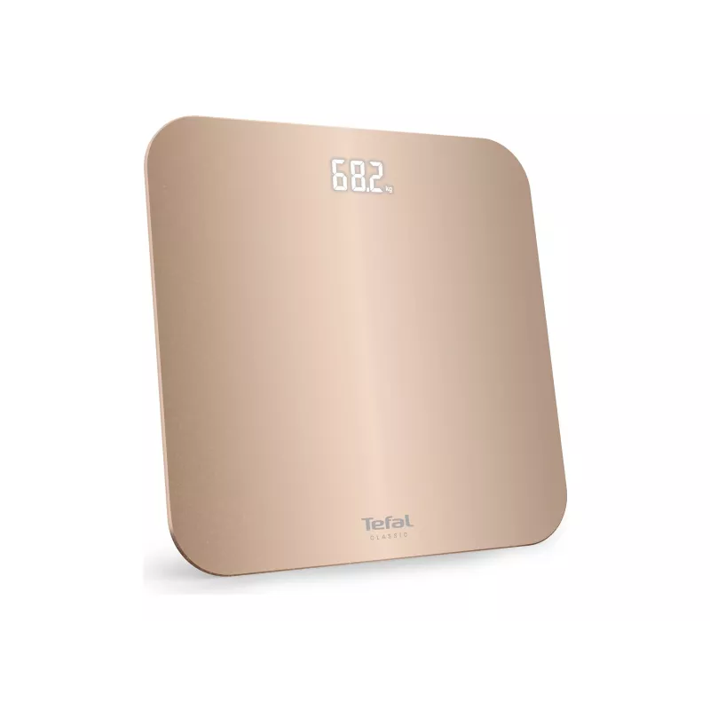 Tefal Classic PP1900V0 Electronic Personal Scale – Square Beige, 160 kg, Tempered Glass Platform, Step-on Activation