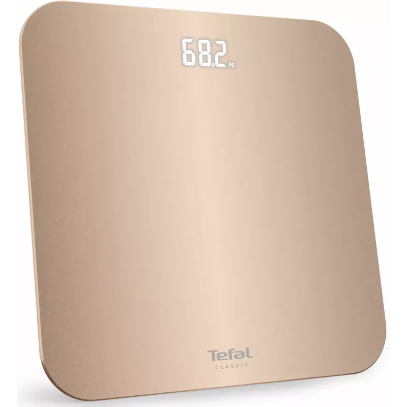 Tefal Classic PP1900V0 Electronic Personal Scale – Square Beige, 160 kg, Tempered Glass Platform, Step-on Activation
