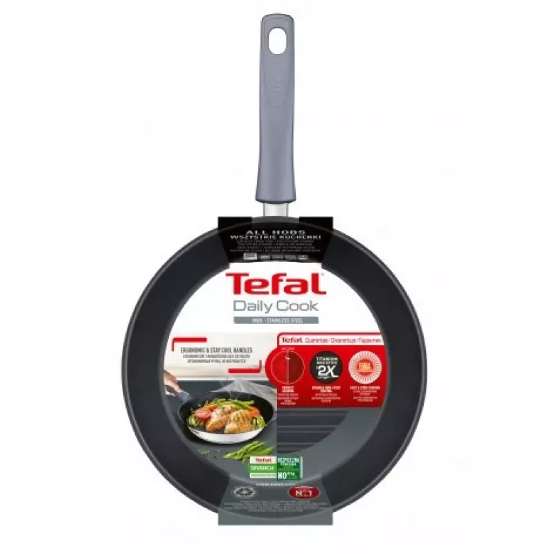 Tefal Daily Cook G7314055 26 cm Grillpann titaanist mittekleepuva katte ja Thermo-Signal kuumutusindikaatoriga