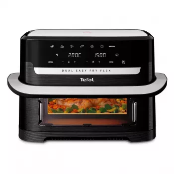 Tefal EY9228 Dual Easy Fry Flex õhufritüür ja grill, 6,5L kahe tsooni, 1700W, must/hõbedane