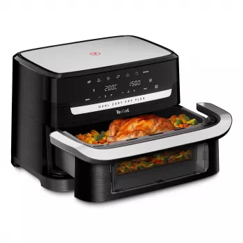 Tefal EY9228 Dual Easy Fry Flex õhufritüür ja grill, 6,5L kahe tsooni, 1700W, must/hõbedane