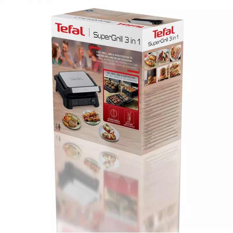 Tefal SuperGrill 3-in-1 GC510DE0 Kontaktgrill, 2000 W, hõbedane/must
