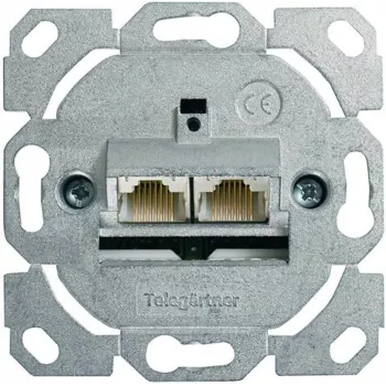 Telegärtner AMJ45 8/8 UP/0 süvispaigaldatav RJ45 pesa, 2-porti, Cat.6A, varjestatud, puhtvalge J00020A0388