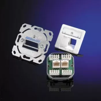 Telegärtner AMJ45 8/8 UP/0 süvispaigaldatav RJ45 pesa, 2-porti, Cat.6A, varjestatud, puhtvalge J00020A0388