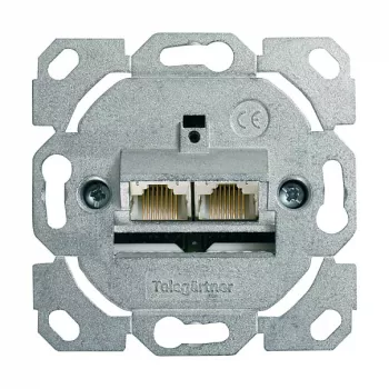 Telegärtner AMJ45 andmesisendusmoodul, 2-pordiline RJ45, Cat.6A varjestatud, 10G, tööriistavaba IDC, tsinkkorpus