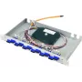 Telegärtner BASIS eco 1U 19 inch fiiberoptiline patch-paneel, 12x LC Duplex ühenduspesad, fosforpronksist hülsid, 24x OM3 50/125µm pigtail-kaablid, 2m, splice-valmis, türkiissinine plastkorpus
