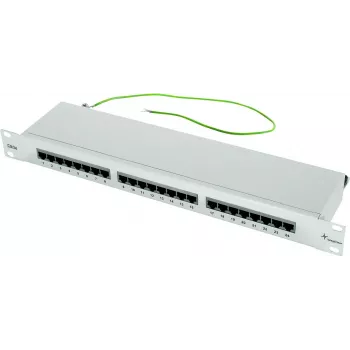 TELEGÄRTNER Cat.5e 24-porti RJ45 patch-paneel, 1U, 19-tolline, helehall
