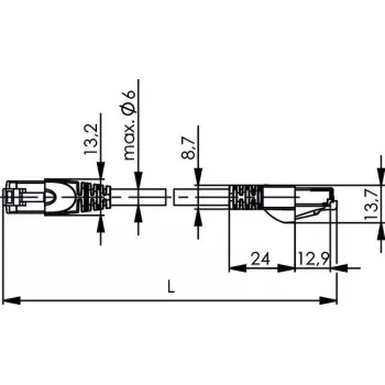 Telegärtner L00004A0104 Cat6a S/FTP võrgupatch-kaabel, 6 m, hall