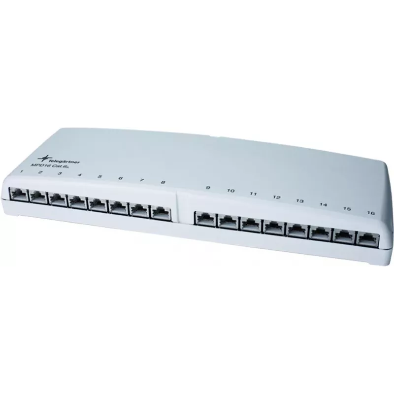 Telegärtner MPD16 K Patch Panel - 16 porti RJ45 - Cat.6a - Alpi valge