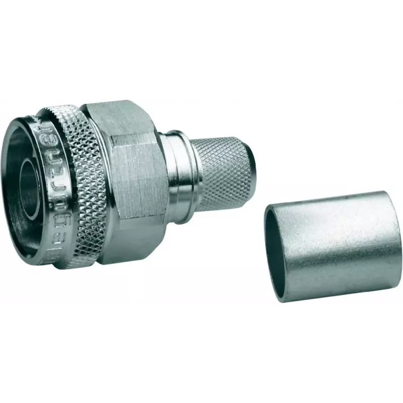 Telegärtner N-tüüpi pressliitmik pistik RG-213/U jaoks, 50 Ohm, sirge, nikeldatud messing, kullatud kontakt, 1 tk (J01020A0107)