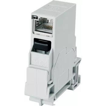 Telegärtner STX RJ45 DIN-liistu pesa Cat.6A varjestatud, helehall