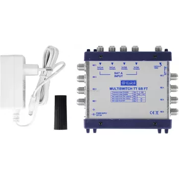 Telmor Multiswitch TT 5/8 Terminal – 5 sisendit (4 SAT + 1 TER) 8 väljundile, DiSEqC 2.0, metallkorpus