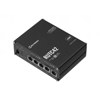 Teltonika RUTC42 5G NR traadita ruuter 4-pordilise Gigabit lülitiga, kaheriba Wi-Fi 5, topelt SIM, GNSS, alumiiniumkorpus