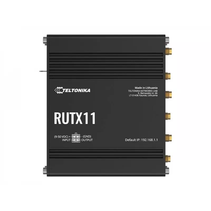 Teltonika RUTX11 4G/LTE Cat 6 kahe SIM-kaardiga ruuter, USA versioon, Wi-Fi 5, 5x Gigabit Ethernet, GPS, alumiinium, IP30