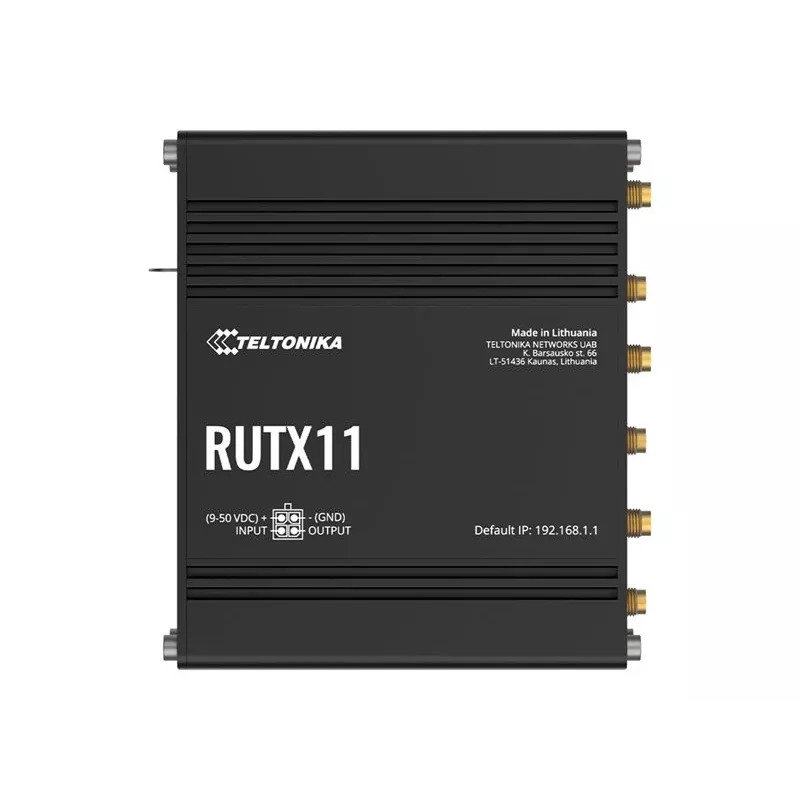 Teltonika RUTX11 4G/LTE Cat 6 kahe SIM-kaardiga ruuter, USA versioon, Wi-Fi 5, 5x Gigabit Ethernet, GPS, alumiinium, IP30