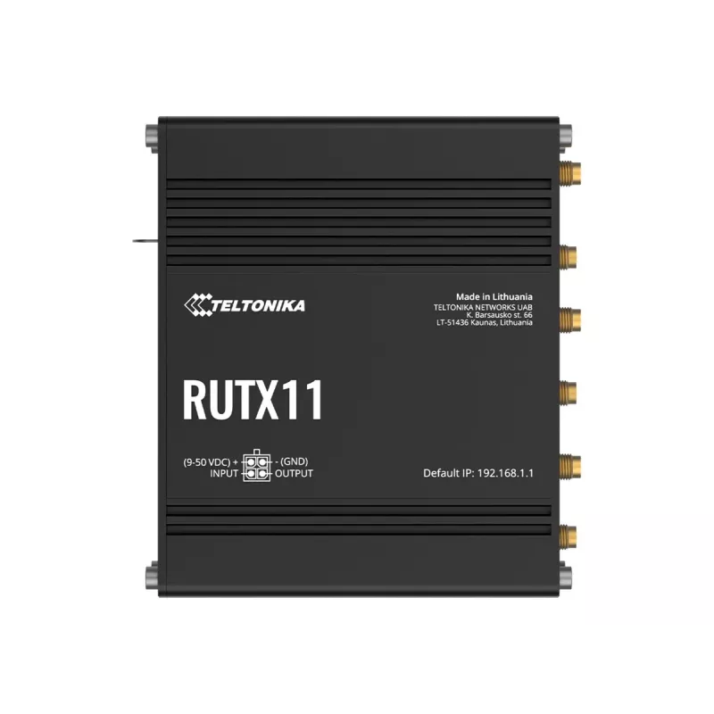 Teltonika RUTX11 4G/LTE Cat 6 kahe SIM-kaardiga ruuter, USA versioon, Wi-Fi 5, 5x Gigabit Ethernet, GPS, alumiinium, IP30