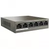 Tenda TEF1106P-4-63W PoE+ Switch, 6-Port Fast Ethernet, 4 PoE+ Porti, 63W Budget, Ventilaatorita Lauaseade