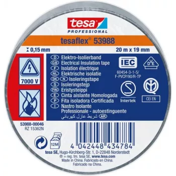 tesa 53988-00001-00 Professionaalne elektriisolatsiooniteip, PVC, must, 20 m x 19 mm