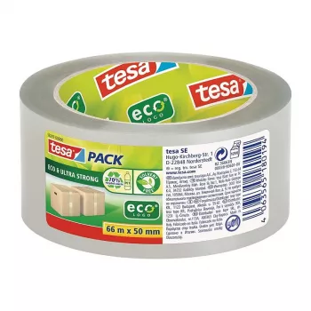Tesa 58297-00000-01 Läbipaistev PVC pakketeip, 66 m x 50 mm, loodusliku kummi liim, 60 N tõmbetugevus, 1 rull