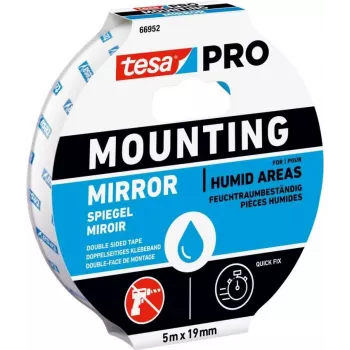tesa Mounting PRO Mirror 66952-00001-00 kahepoolsne akrüülvahuteip, valge, 5 m x 19 mm, peeglitele ja lamedatele esemetele, kannab kuni 10 kg 10 cm kohta