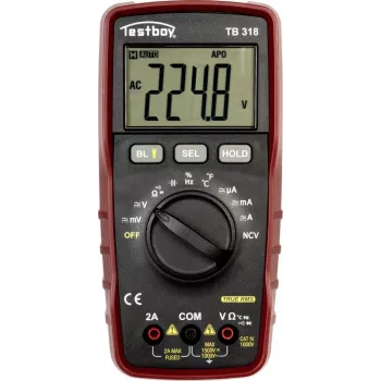 Testboy TB 318 digitaalne käeshoitav multimeeter CAT IV 1000 V True RMS PV-süsteemidele