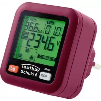 Testboy Testavit Schuki 6 pistikupesa tester RCD testiga, 230V, Schuko pistik 61610000