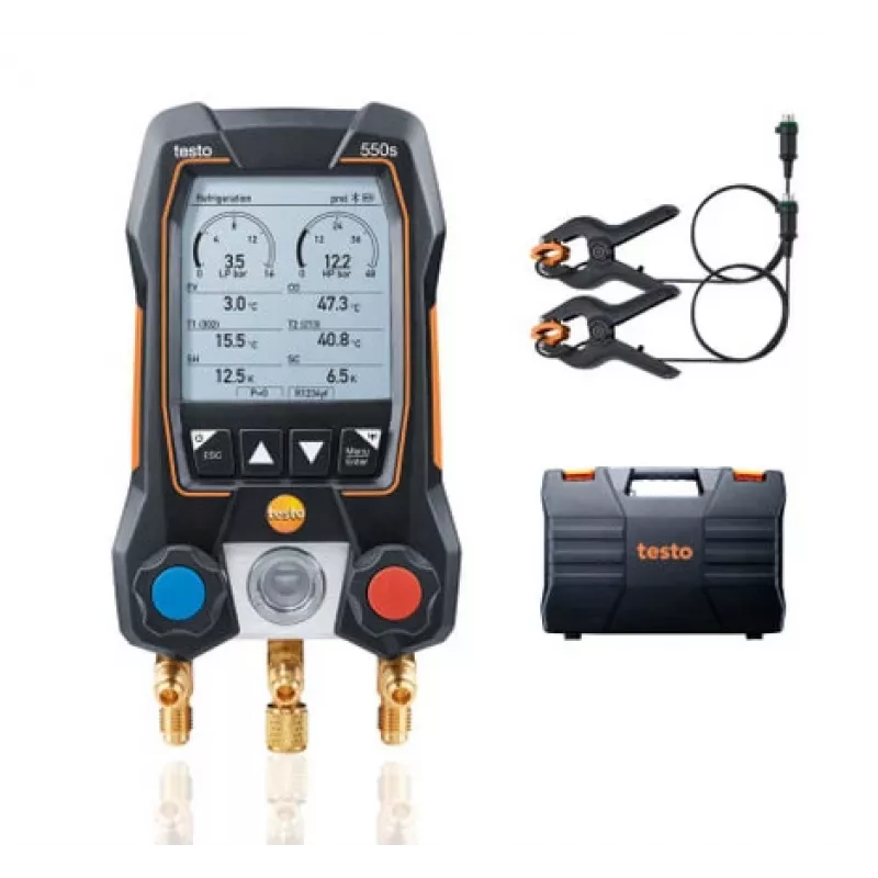 testo 550s digitaalne manomeetri komplekt Bluetoothiga ja 2 juhtmevaba klambri temperatuurianduriga (0564 5501)