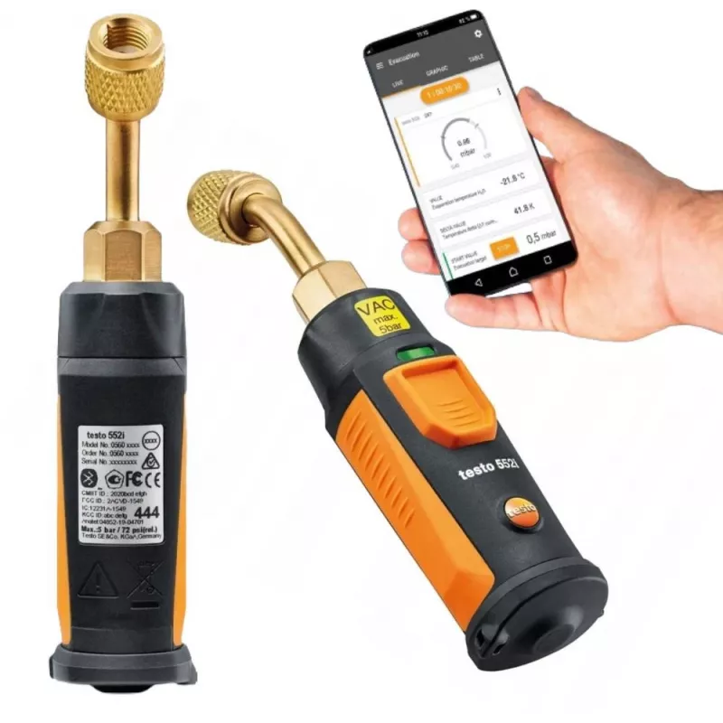 Testo 552i rakendusega juhitav juhtmevaba vaakumandur Bluetoothiga, Pirani andur, 0-20000 mikronit, IP54 0564 2552