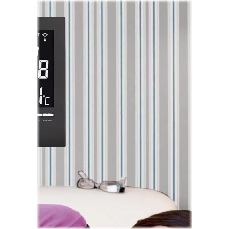 TFA 60.4508 raadiojuhtimisega seinakell, hõbedane raam, valge sihverplaat, 30 cm läbimõõt, vaikne sekundiosuti