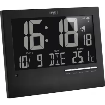 TFA 60.4508 raadiojuhtimisega seinakell, hõbedane raam, valge sihverplaat, 30 cm läbimõõt, vaikne sekundiosuti