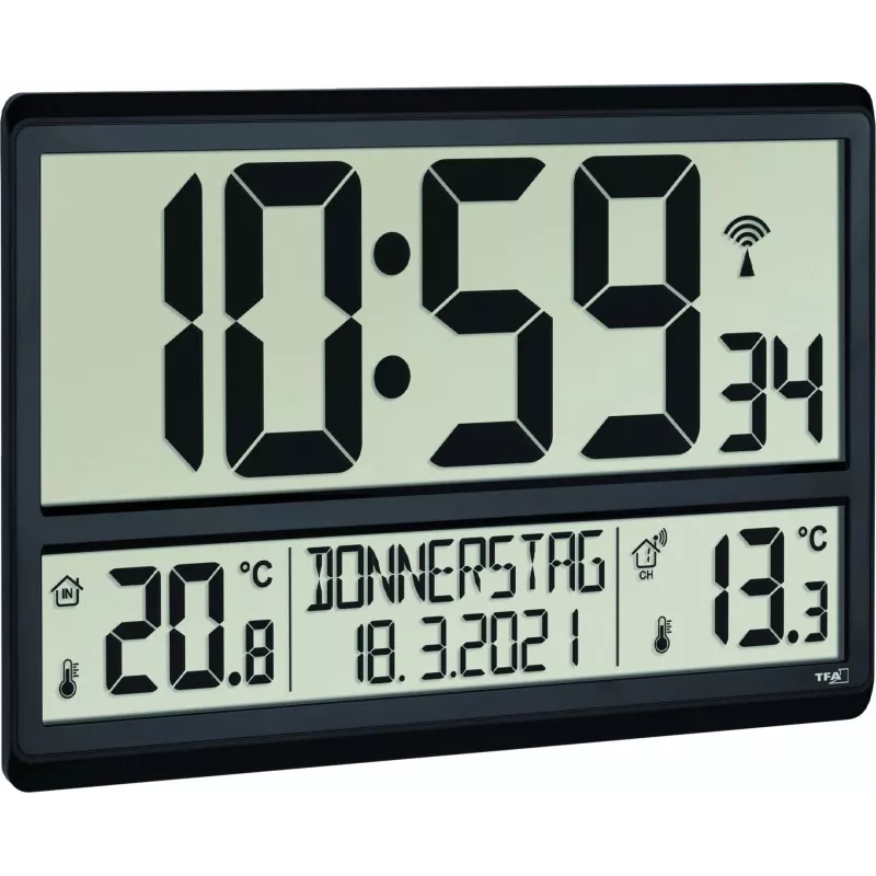 TFA 60.4521.01 XL raadiokell sise-/välistemperatuuriga