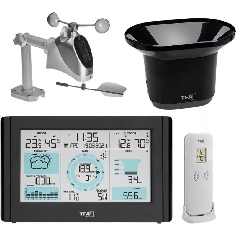 TFA Dostmann WEATHER PRO Wireless Weather Station with Wind and Rain Gauge 35.1161.01